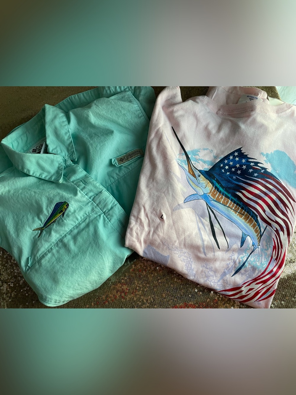 4th of July Bundle! NWOT LG Guy Harvey & Med Columbia Fishing Shirts.